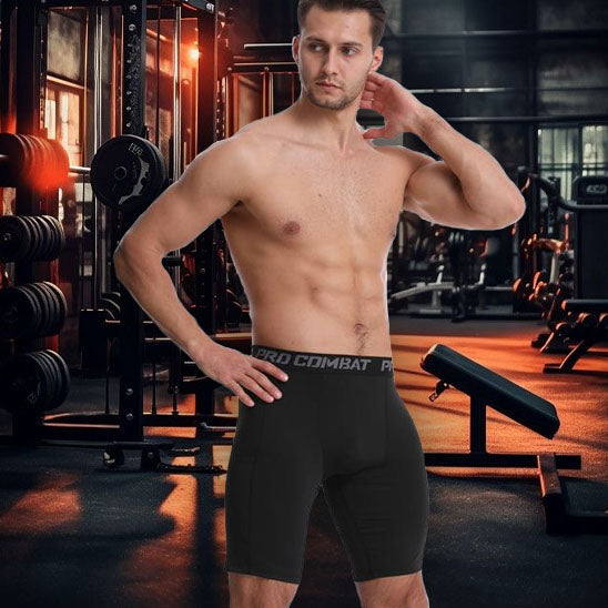 Short-de-sport-homme-compression-noir-confortable