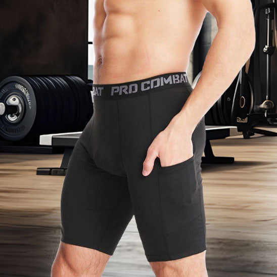 Short-de-sport-homme-compression-noir-polyvalent