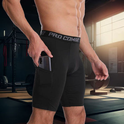 Short-de-sport-homme-compression-noir