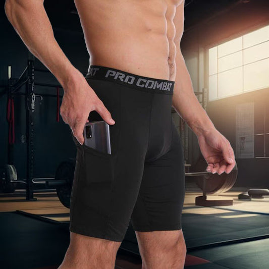 Short-de-sport-homme-compression-noir