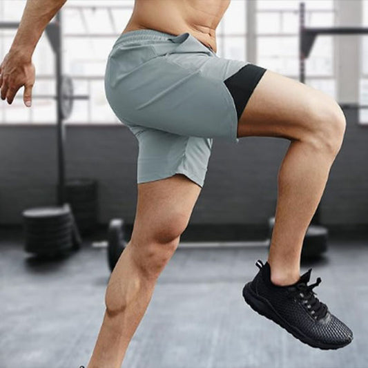 short-de-compression-homme-2-in-1-gris